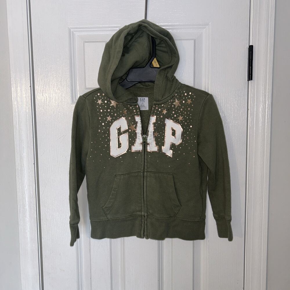 Relaxed Gap Logo Zip Hoodie Girls Size 6/7 Small Stars